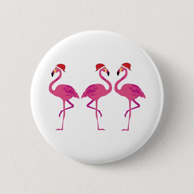 Three Christmas Flamingos 6 Cm Round Badge (Front)