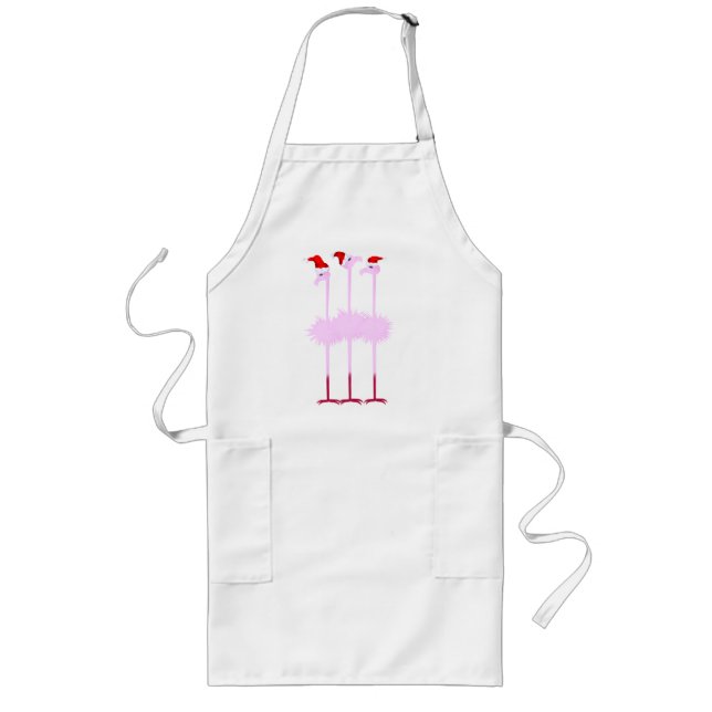Three Christmas Flamingos  Aprons (Front)