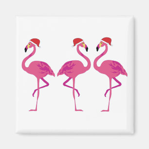 Three Christmas Flamingos Magnet