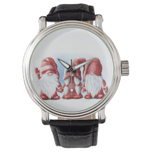 Three Christmas funny gnomes Coffee Mug Stone Magn Watch