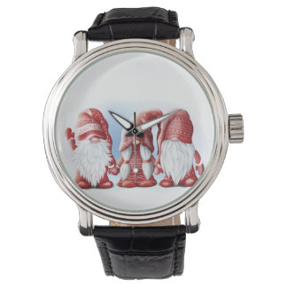 Three Christmas funny gnomes Coffee Mug Stone Magn Watch