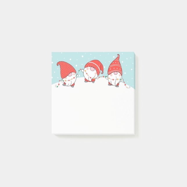 Three Christmas Gnomes Elves Post-It Notes (Front)