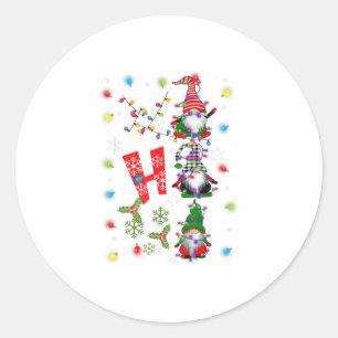 Three Christmas Gnomes Ho-Ho-Ho - Gar Classic Round Sticker