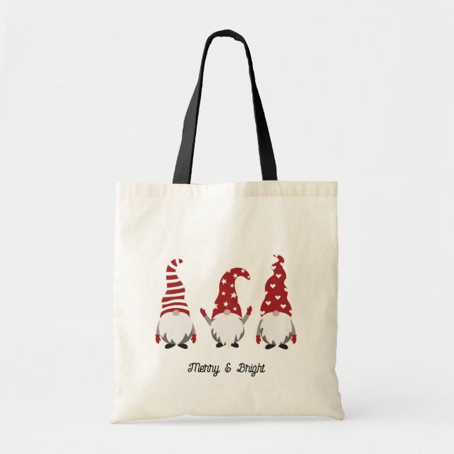 Three Christmas Gnomes Tote Bag (Front)