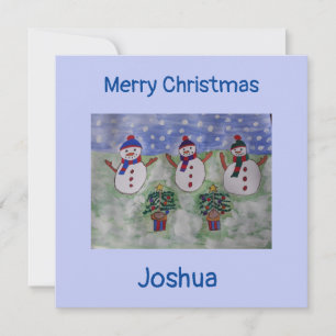 Three Christmas Snowmen Flat Christmas Card