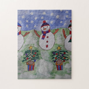 Three Christmas Snowmen Jigsaw Puzzle