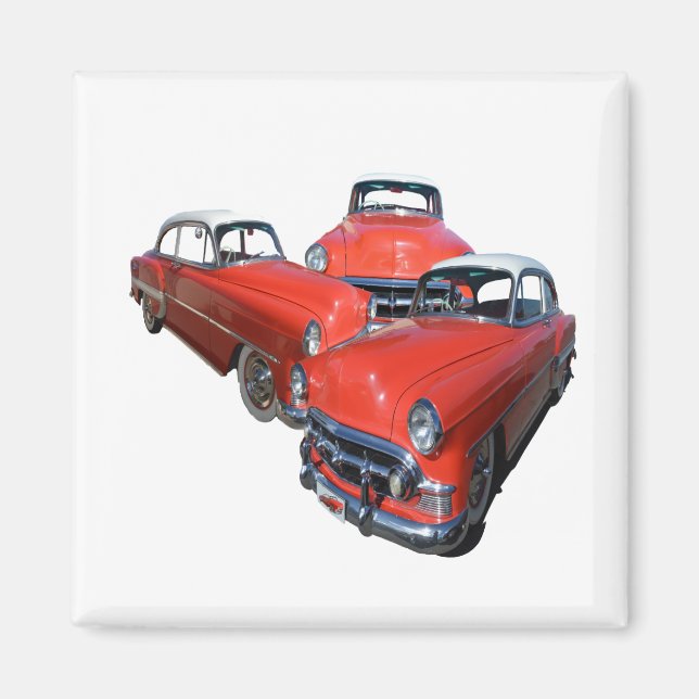 Three Classic Classy Red Cars, Magnet (Front)
