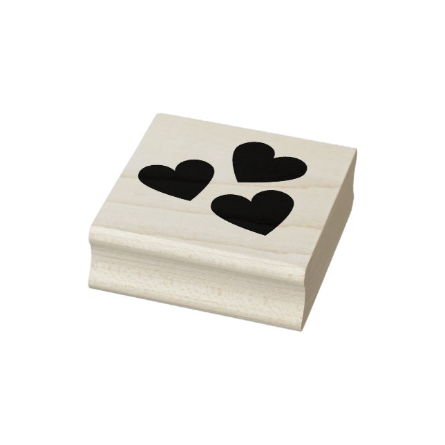 Three Classic Cute Solid Hearts Minimalist Rubber Stamp (Stamp)