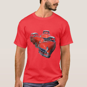 Three Classy Red And White Vintage Cars, T-Shirt
