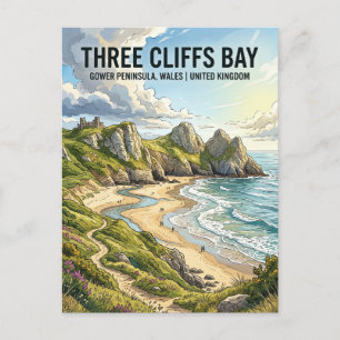 Three Cliffs Bay United Kingdom Postcard