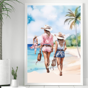 Three Coastal Cowgirls Tropical Island Poster