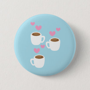 three coffees 6 cm round badge