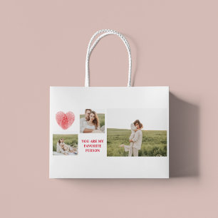  Three Collage Couple Photo   Valentines Gift Large Gift Bag