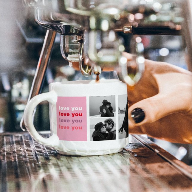  Three Collage Photo | Colorful Love You Valentine Espresso Cup (Creator Uploaded)