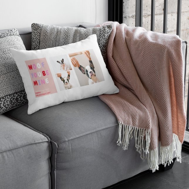  Three Collage Photo | Dog Valentines Gift  Lumbar Cushion (Creator Uploaded)