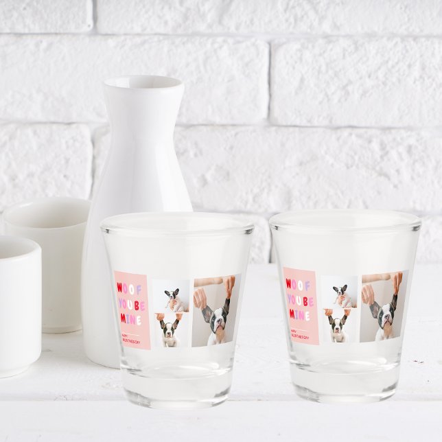  Three Collage Photo | Dog Valentines Gift  Shot Glass (Creator Uploaded)