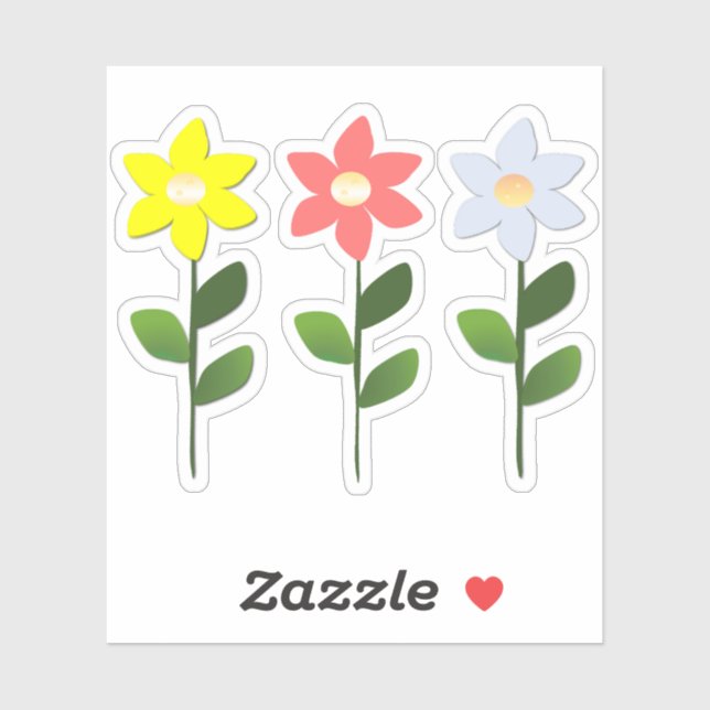 Three Color Flowers Sticker (Sheet)