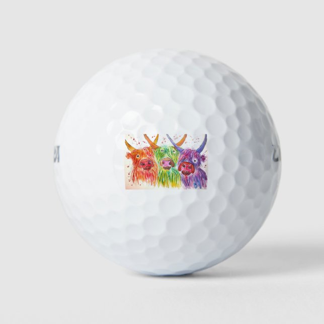 Three Colorful Cows Golf Balls (Front)