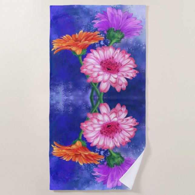 Three Colour Gerberas Beach Towels (Front)