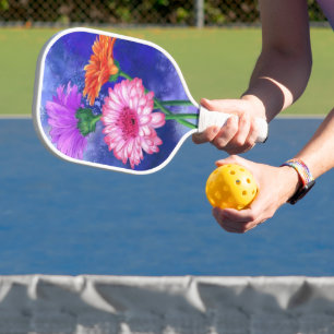 Three Colour Gerberas Flower Pickleball Paddle