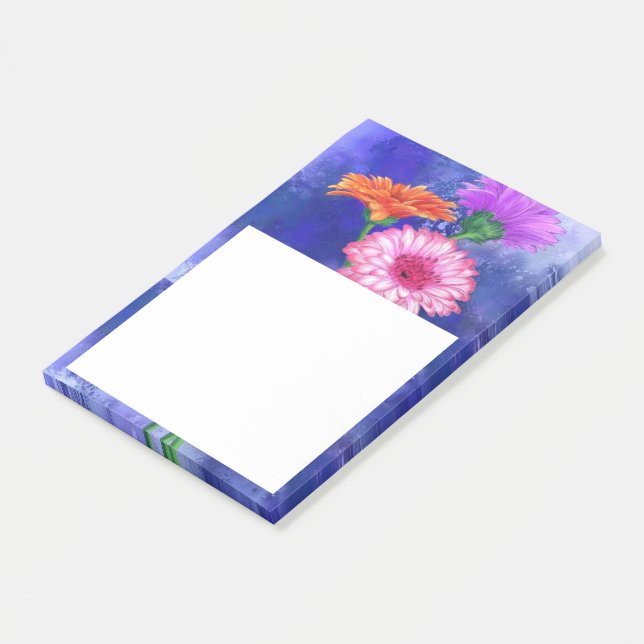 Three Colour Gerberas Post it Notes (Angled)