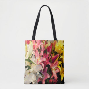 Three Coloured Lilies Tote Bag