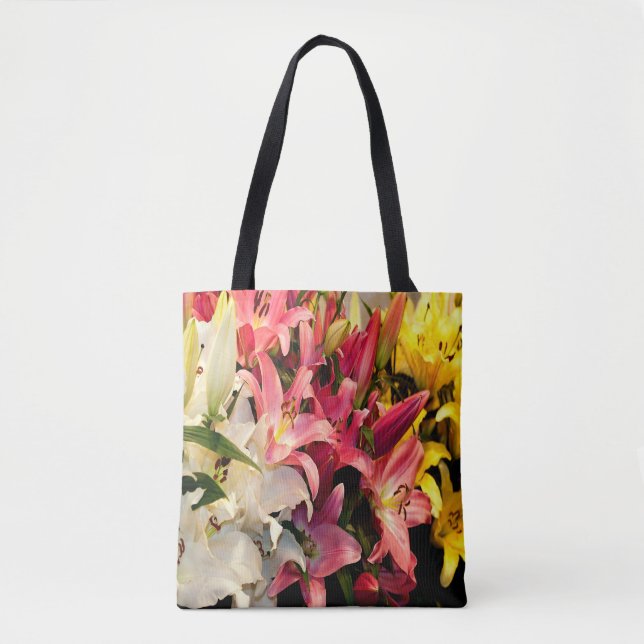 Three Coloured Lilies Tote Bag (Front)