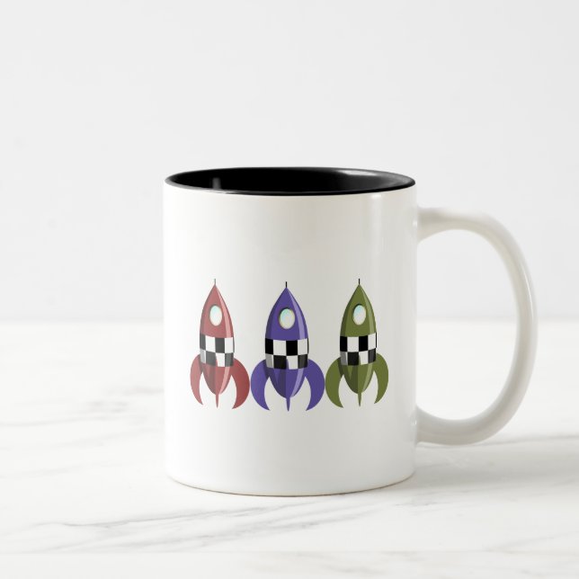 Three Coloured Rockets Two-Tone Coffee Mug (Right)