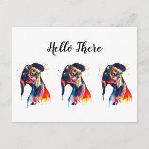 Three Colourful Dachshunds Postcard