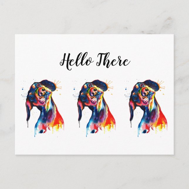 Three Colourful Dachshunds Postcard (Front)