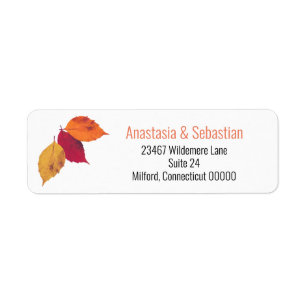 Three Colourful Fall Leaves Mailing Return Address Label