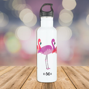 Three Colourful Flamingos Monogram 710 Ml Water Bottle