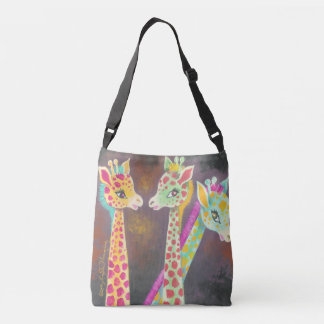 Three Colourful Fun Giraffes Crossbody Bag