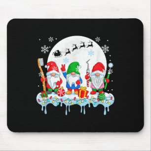 Three Colourful Gnomes With Dentist Tools Christma Mouse Pad