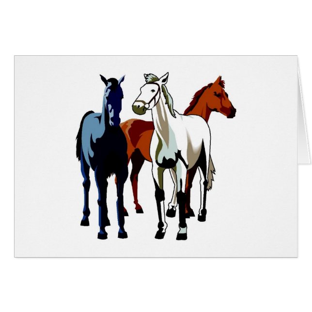 Three Colourful Horse Stand Tall Equine Theme (Front Horizontal)