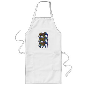 Three Colourful Mosaic Elephants Long Apron