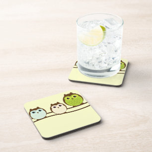 Three Colourful Owls Coaster