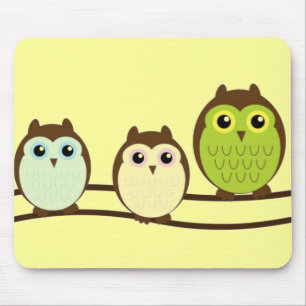 Three Colourful Owls Mouse Pad