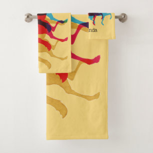 Three Colourful Prancing Horses Bath Towel Set