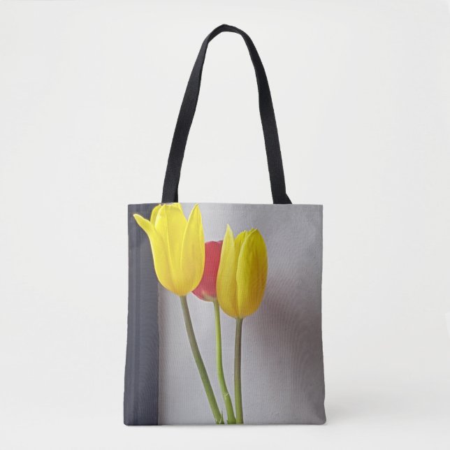 Three colourful tulips tote bag (Front)
