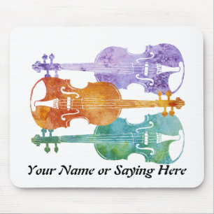 Three Colourful Violins Mouse Pad
