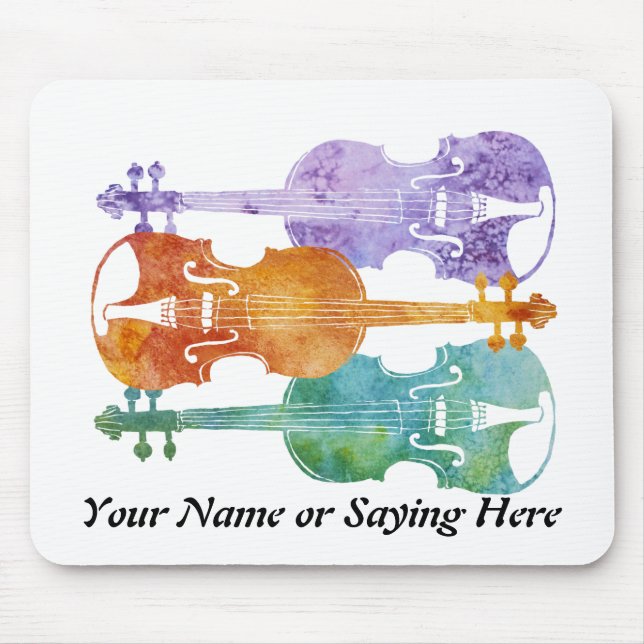 Three Colourful Violins Mouse Pad (Front)