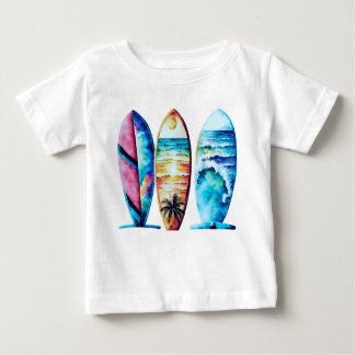  Three Colourful Watercolor Surfboards Baby T-Shirt
