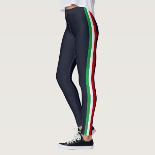 Three Colours Side Stripes Sport Navy Blue Legging