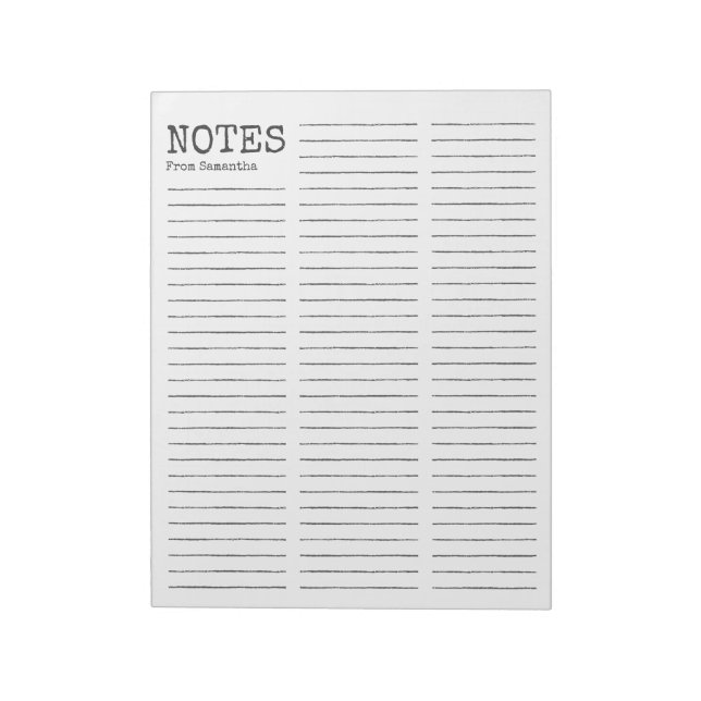 Three-Column Rough Pencil Lined Notepad (Rotated)