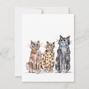 Three cool cats sketch card