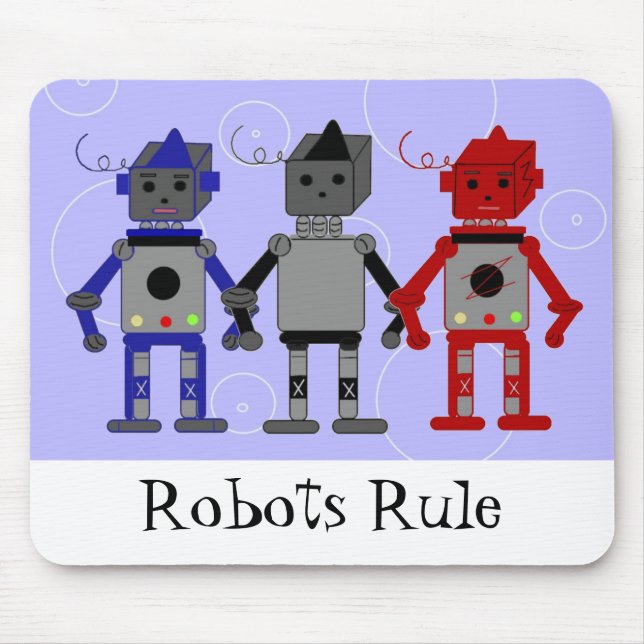 Three Cool Robots Mouse Pad (Front)