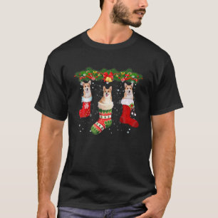 Three Corgi Dog In Sock Christmas Santa Hat Xmas D T-Shirt