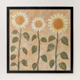 Three Cottagecore Terracotta Sunflowers Jigsaw Puzzle