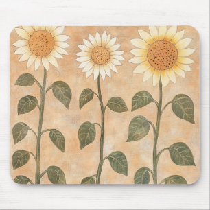 Three Cottagecore Terracotta Sunflowers Mouse Pad